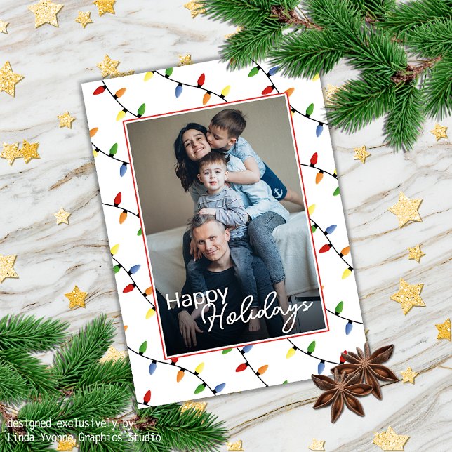 Cartão Feriado das Luzes de Corda de Festivo Personalizad (Criador carregado)