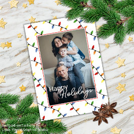 Cartão Feriado das Luzes de Corda de Festivo Personalizad