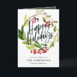 Cartão Feriado de Aquarela Feliz Feriados<br><div class="desc">Cartão de Feriado Floral de Cor de Água Feliz Feriado. Parte de uma coleção.</div>