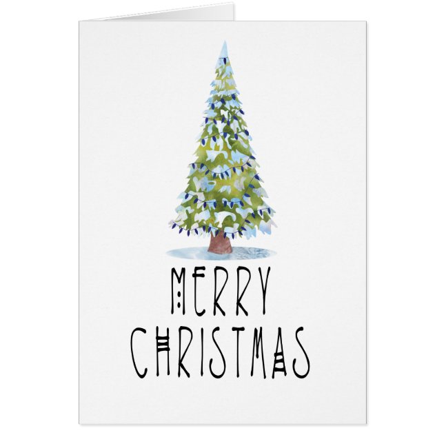 Cartão Feriado de Árvore de Natal Personalizado Contempor (Frente)