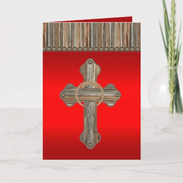 Cartão Feriado de Barnwood Conchos, Cruz de Madeira Ocide (Frente)