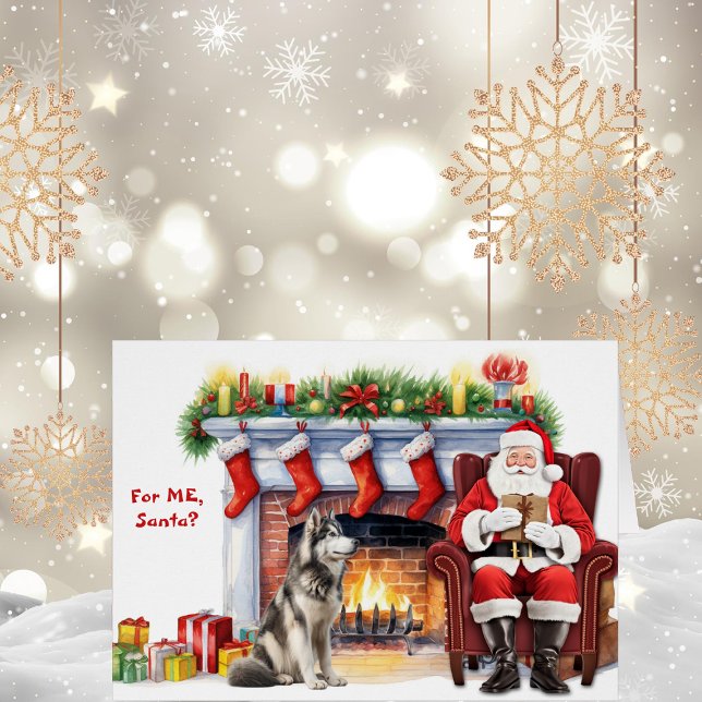 Cartão Feriado de Cachorro Malamute para papais noeis Gif (Criador carregado)