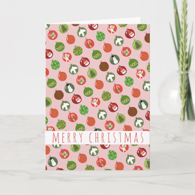 Cartão Feriado de Encantamento do Xmas Balls dos enfeites (Frente)