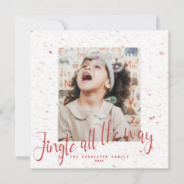 Cartão Feriado De Foto Do Floco De Neve Vermelho 2