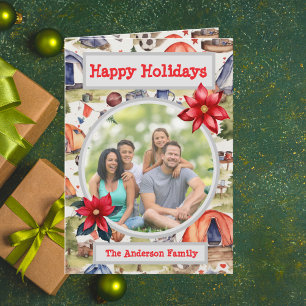 Cartão Feriado de Fotografia da Família de Campos de Fute