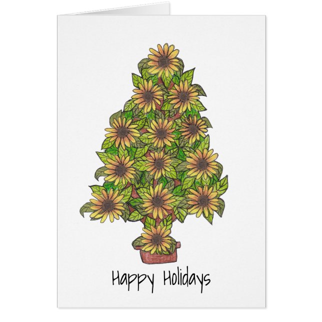 Cartão Feriado de Girassol (Frente)