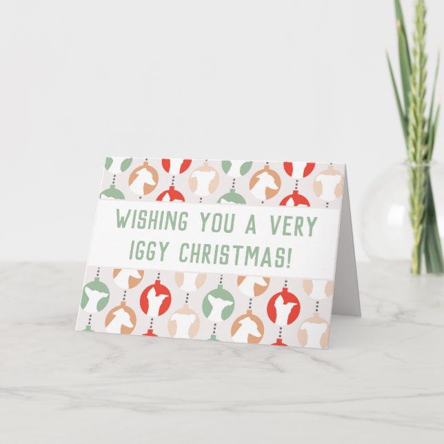 Cartão Feriado de Greyhound Italiano de Natal Iggy da fel (Frente)