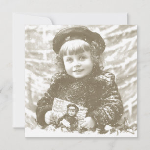 Cartão Feriado de Natal da francesa Vintage Winter Girl