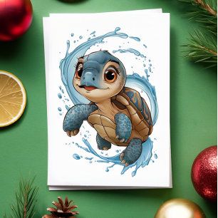 Cartão Feriado de Natal de Tartaruga do Mar Cento