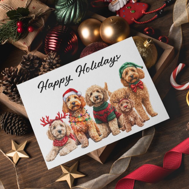 Cartão Feriado de Natal do Cão Goldendoodle (Criador carregado)