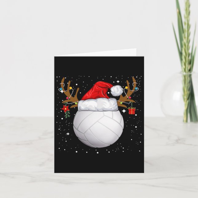 Cartão Feriado de Natal do Santa Hat, Funny Voleibol (Frente)