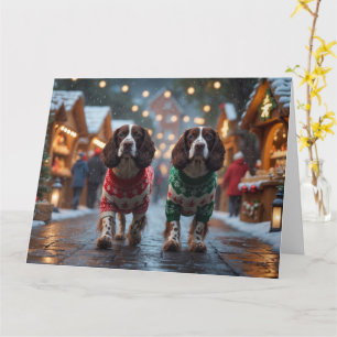 Cartão Feriado de Natal do Springer Spaniel Cães