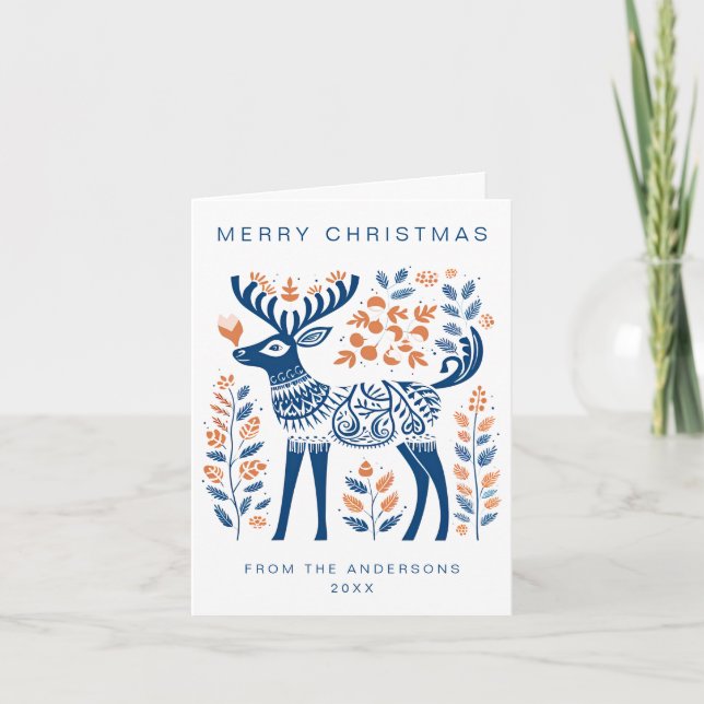 Cartão Feriado de Natal escandinavo (Frente)