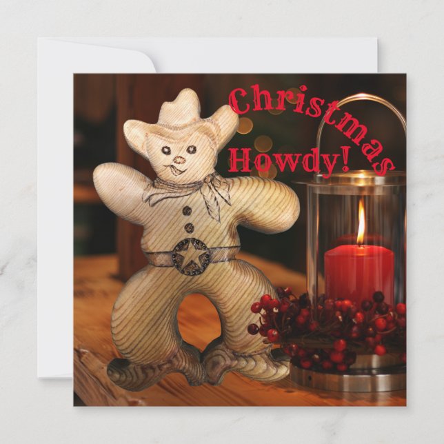 Cartão Feriado do Homem de Pão de Natal do Cowboy (Frente)