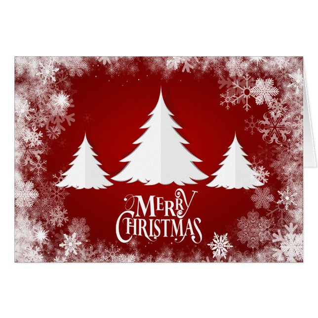 Cartão Feriado do Natal - árvores do "Feliz Natal" (Frente Horizontal)