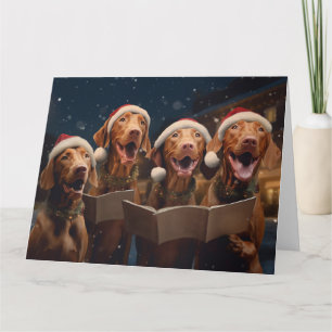 Cartão Feriado do Vizsla Christmas Carolers