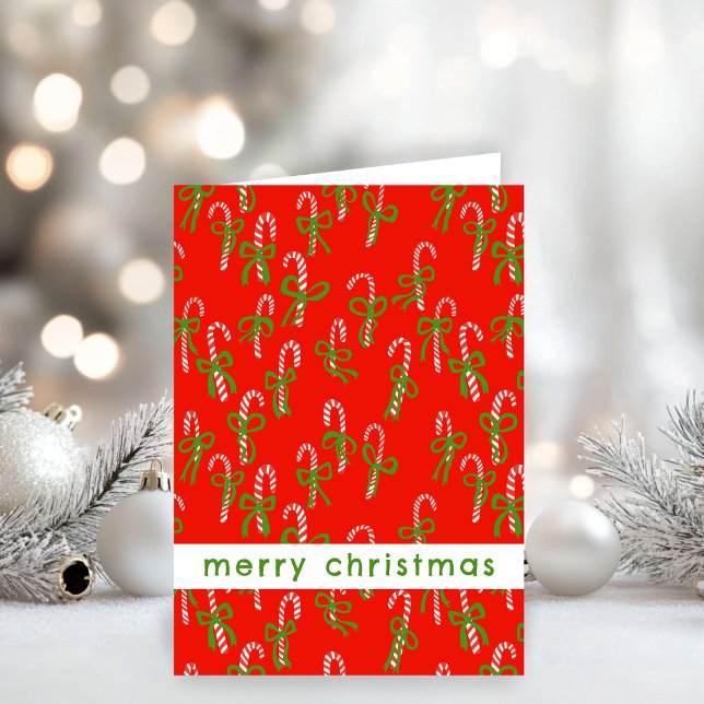 Cartão Feriado doce de Natal doce Canes Xmas (Cute Christmas Candy Canes Xmas Sweet Holiday Card
)