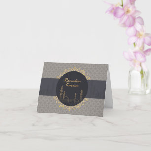 Cartão Feriado Dourado da Mesquita Ramadan Kareem