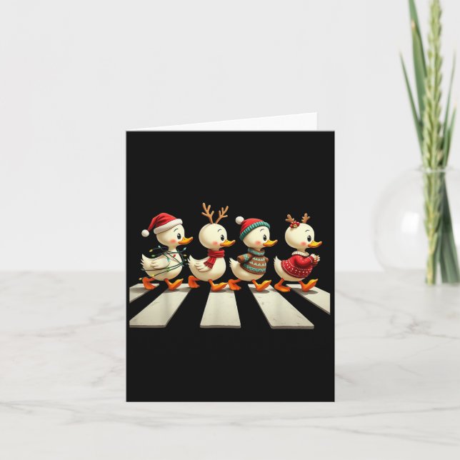 Cartão Feriado em Crosswaldo de Patos de Natal Bonitos (Frente)