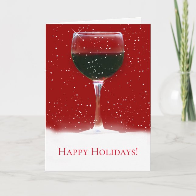 Cartão Feriado Engraçado Vinho Natal (Frente)