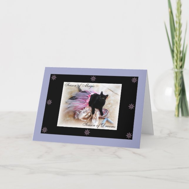 Cartão Feriado Feline Ballerina (Frente)