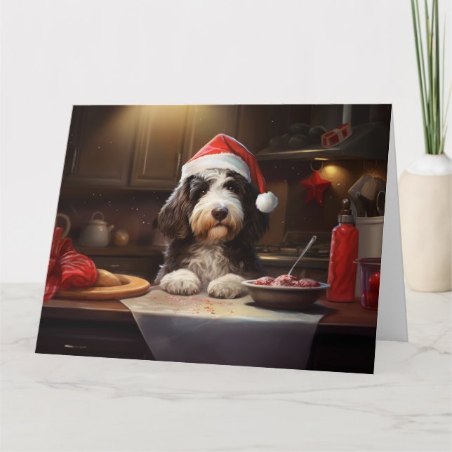 Cartão Feriado Festivo de Natal Bernedoodle (Frente)