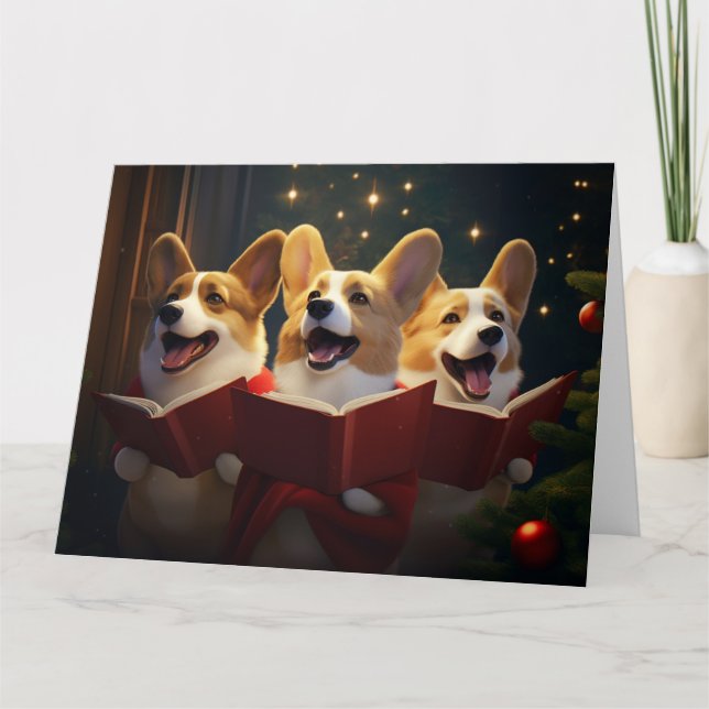 Cartão Feriado festivo do Corgis Christmas (Frente)