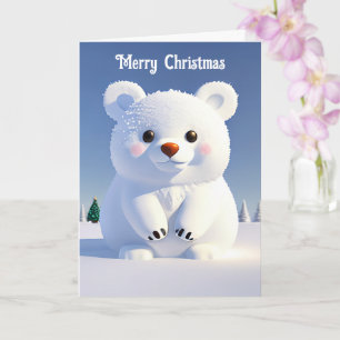 Cartão Feriado Festivo do Urso Polar Bonito