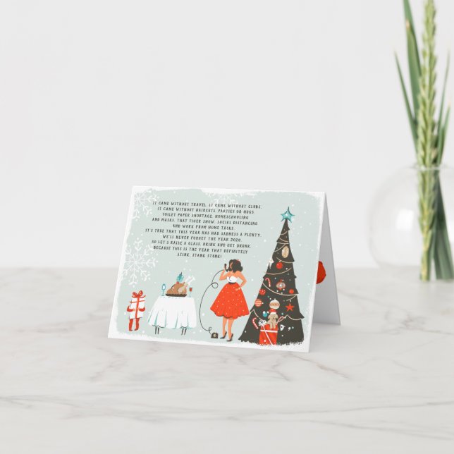 Cartão Feriado Ilustrado do Poema de Natal da Quarentena (Frente)