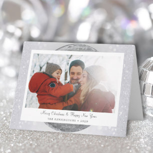 Cartão Feriado Silver Snowy com Nome da Família