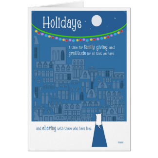 Cartão Feriados Azuis Lembram Cães de Gatos Sem-Abrigo