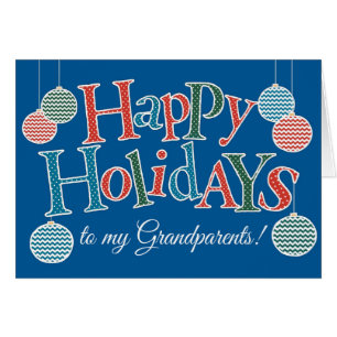 Cartão Feriados felizes divertidos para avós, Baubles