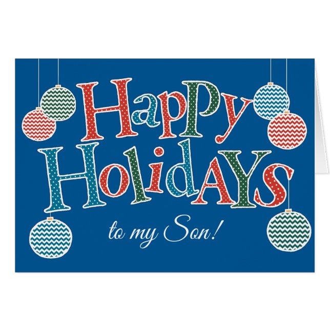 Cartão Feriados felizes divertidos, para o Filho, Borrinh (Frente Horizontal)