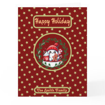 Feriados Felizes Foto Dourada de Natal Vermelho