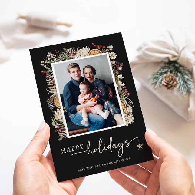 Cartão Férias Botânicas Boho (Boho Botanical Holiday Card
)