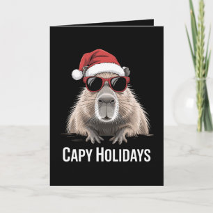 Cartão Férias Capy Natal Capivara Chapéu do Papai Noel In