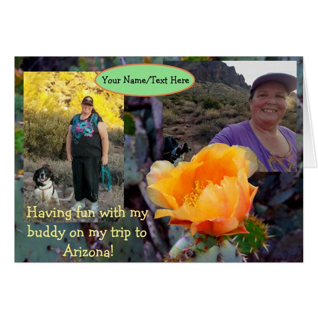 Cartão Férias De Arizona De Flor De Pear De Laranja (Frente Horizontal)