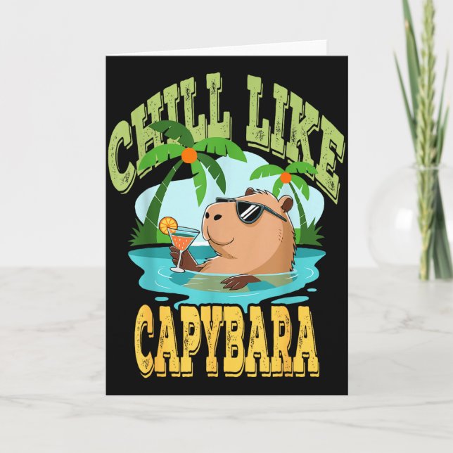 Cartão Férias de Capivara - Presente de Citação de Roedor (Frente)