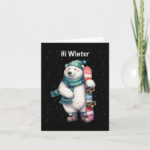 Cartão Férias de inverno Snowboard Animal Christmas Snowb