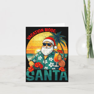Cartão Férias de Natal em julho modo santa praia havaí