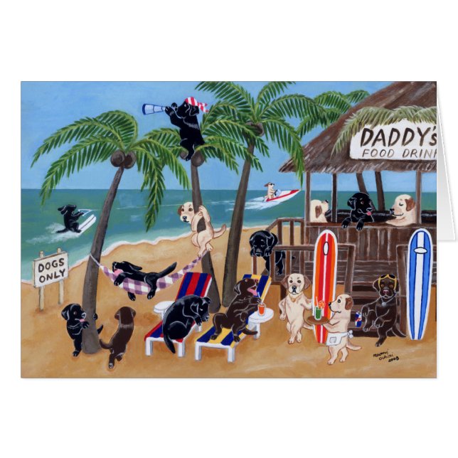 Cartão Férias de verão Labradors da ilha (Frente Horizontal)