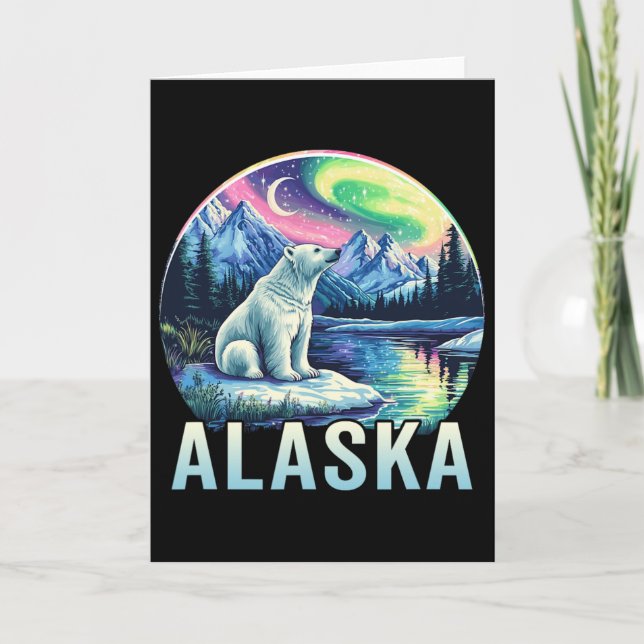 Cartão Férias de visualização da aurora boreal do Alasca (Frente)