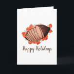 Cartão Férias Felizes Peito de Boi Estufado Culinária Jud<br><div class="desc">O design apresenta uma ilustração original de um prato com um tradicional peito de boi cozido,  acompanhado de legumes assados. Um prato clássico do cardápio durante os feriados judaicos,  incluindo Páscoa,  Hanukkah e Rosh Hashanah.</div>