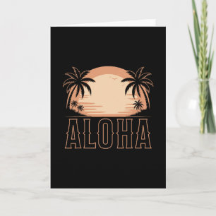 Cartão Férias no Havaí Aloha Pôr do Sol Retro Mulheres Ho