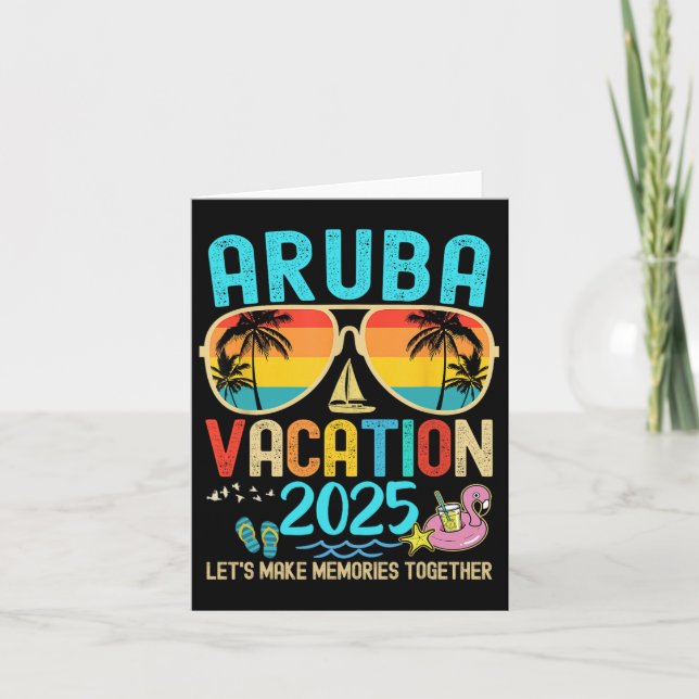 Cartão Férias Retro Aruba 2025 Camisetas Combinando Famíl (Frente)