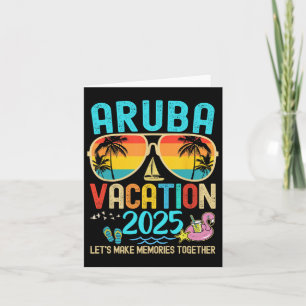 Cartão Férias Retro Aruba 2025 Camisetas Iguais Família A