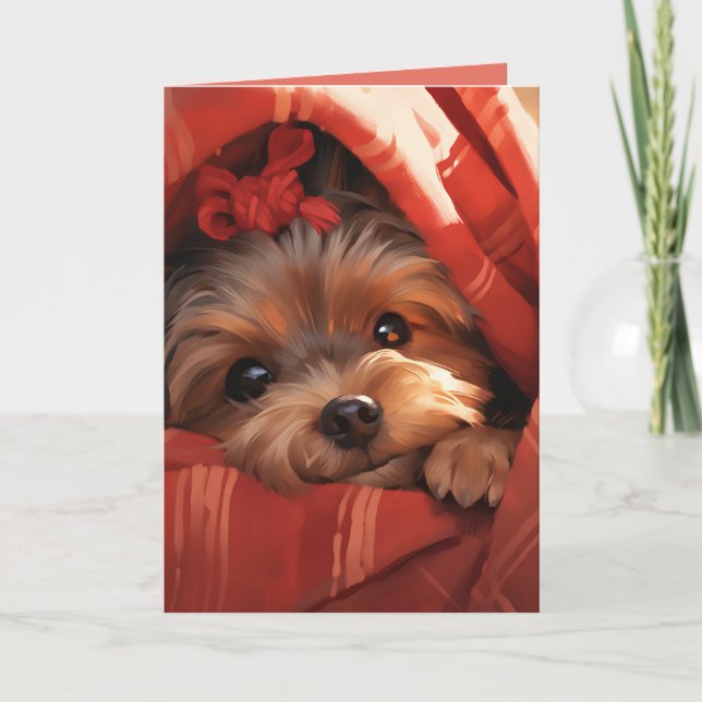 Cartão Férias Yorkshire Terrier (Frente)