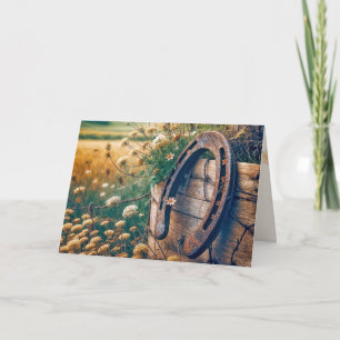 Cartão Ferradura E Flores Selvagens