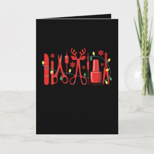 Cartão Ferramentas de Tecnologia de Unhas de Natal Luzes 