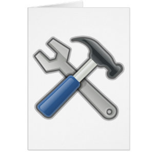 Cartão Ferramentas, martelo e chave inglesa
